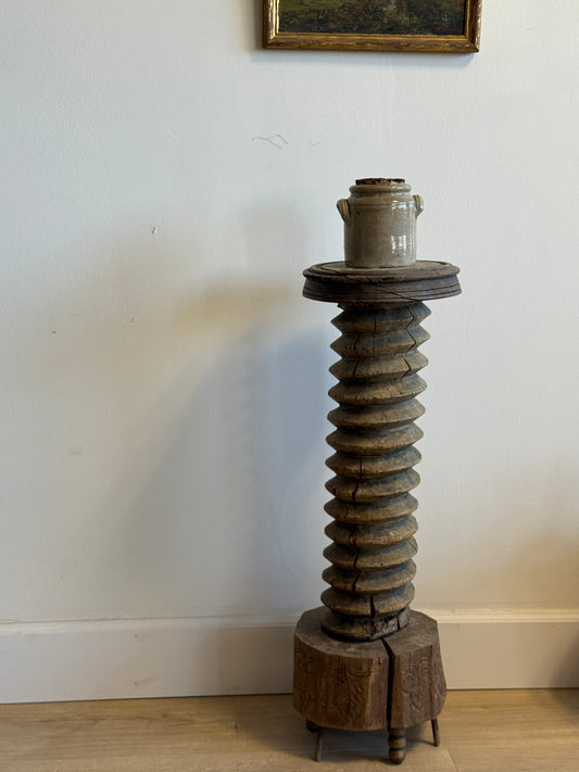 Antique French Wine Press Side Table