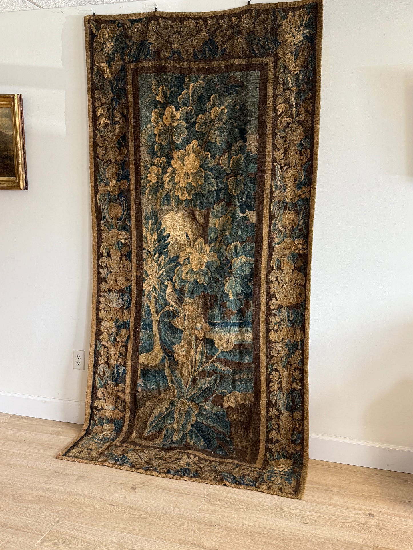 Rare 17th Century French Aubusson Tapestry/Portiere Door Hanging from Correze