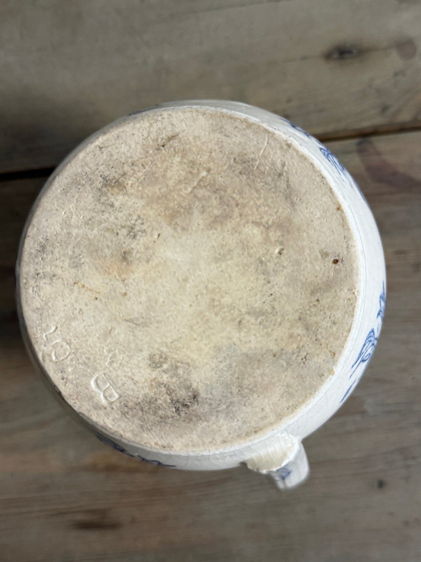 Saint Uze French Blue Transferware/Stoneware Pitcher