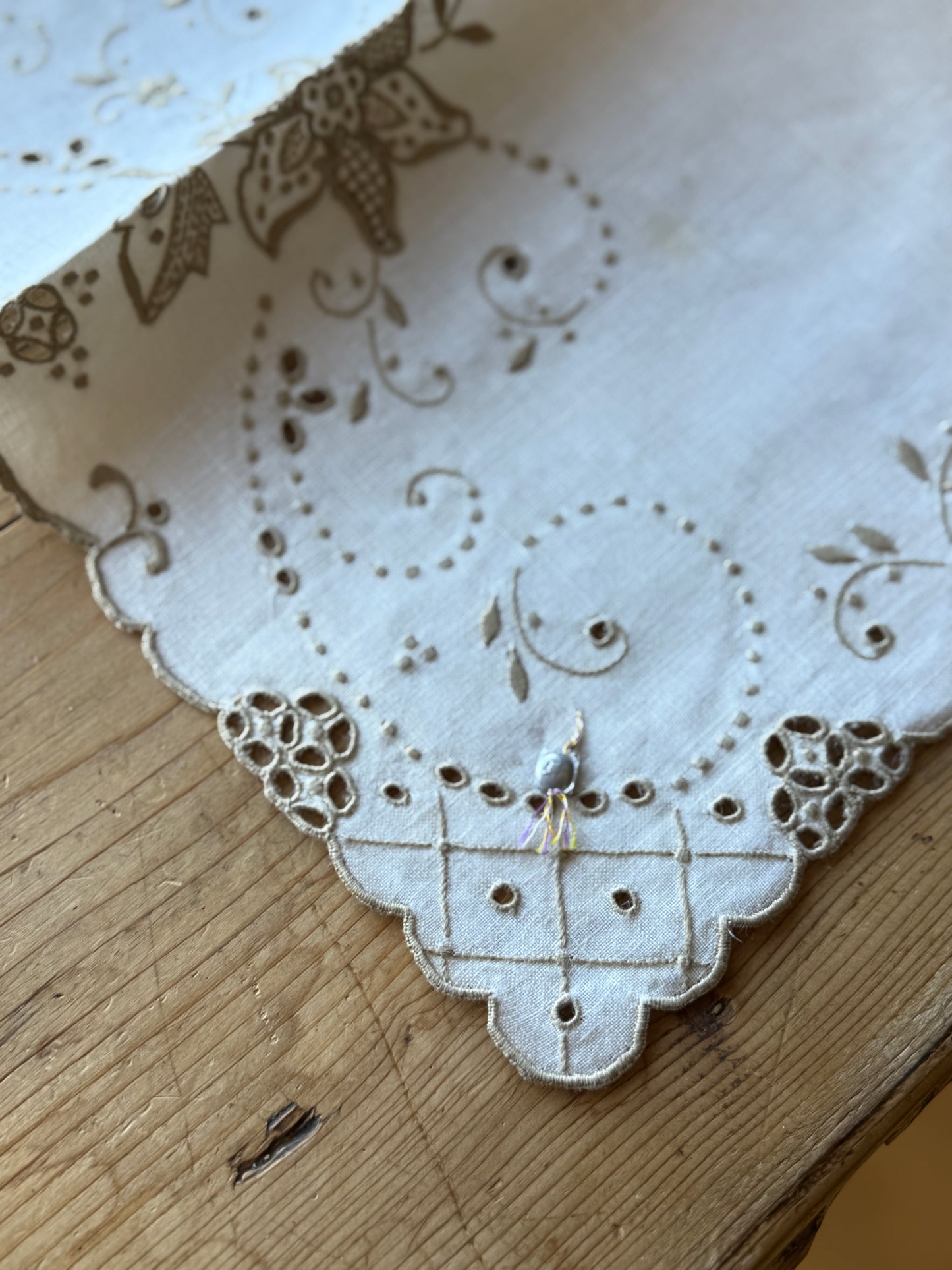 Antique Irish Linen, Hand Embroidered with Original Seal (1920's)