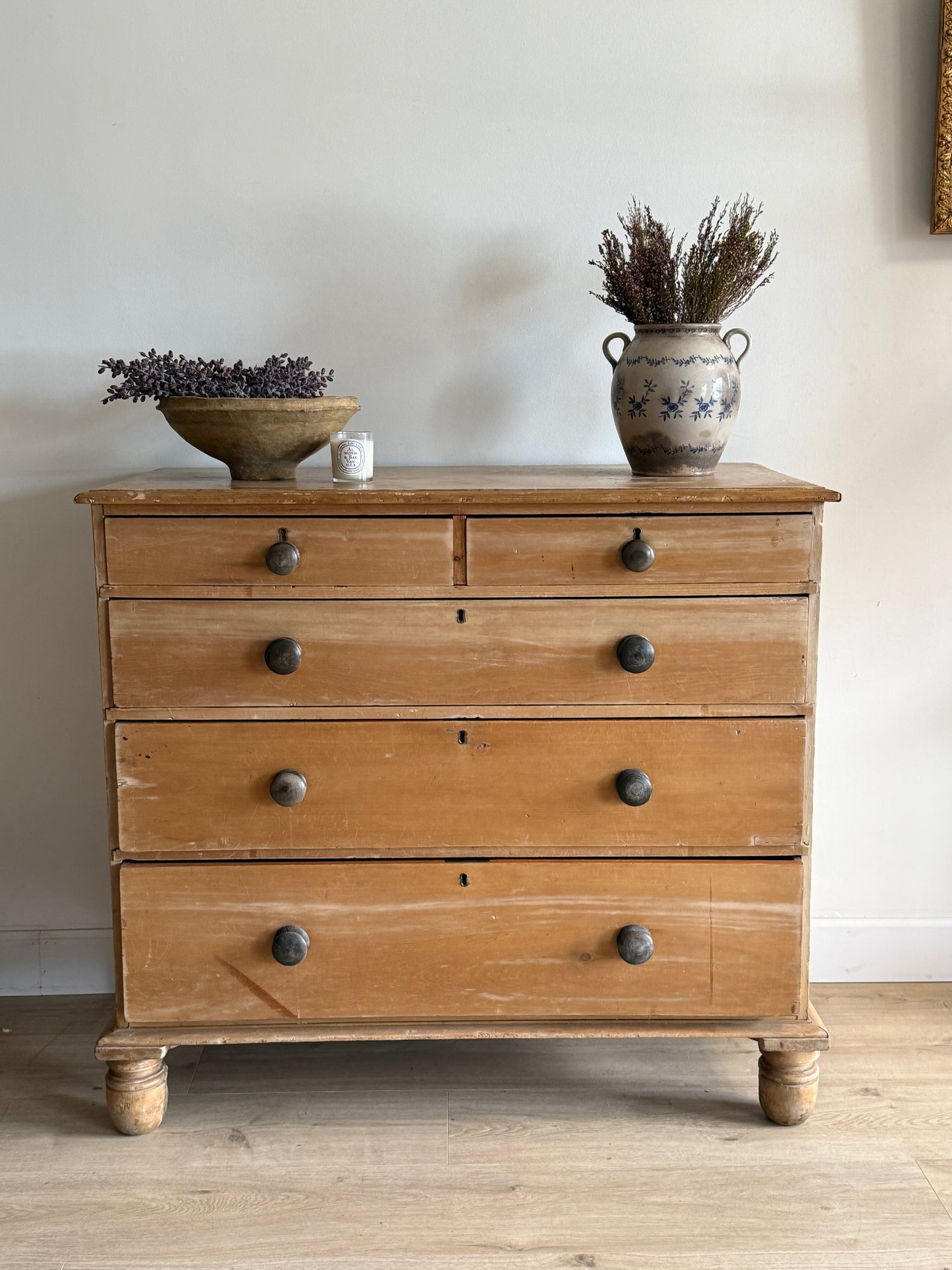Large Antique English Pine Dresser/Chest of Drawers