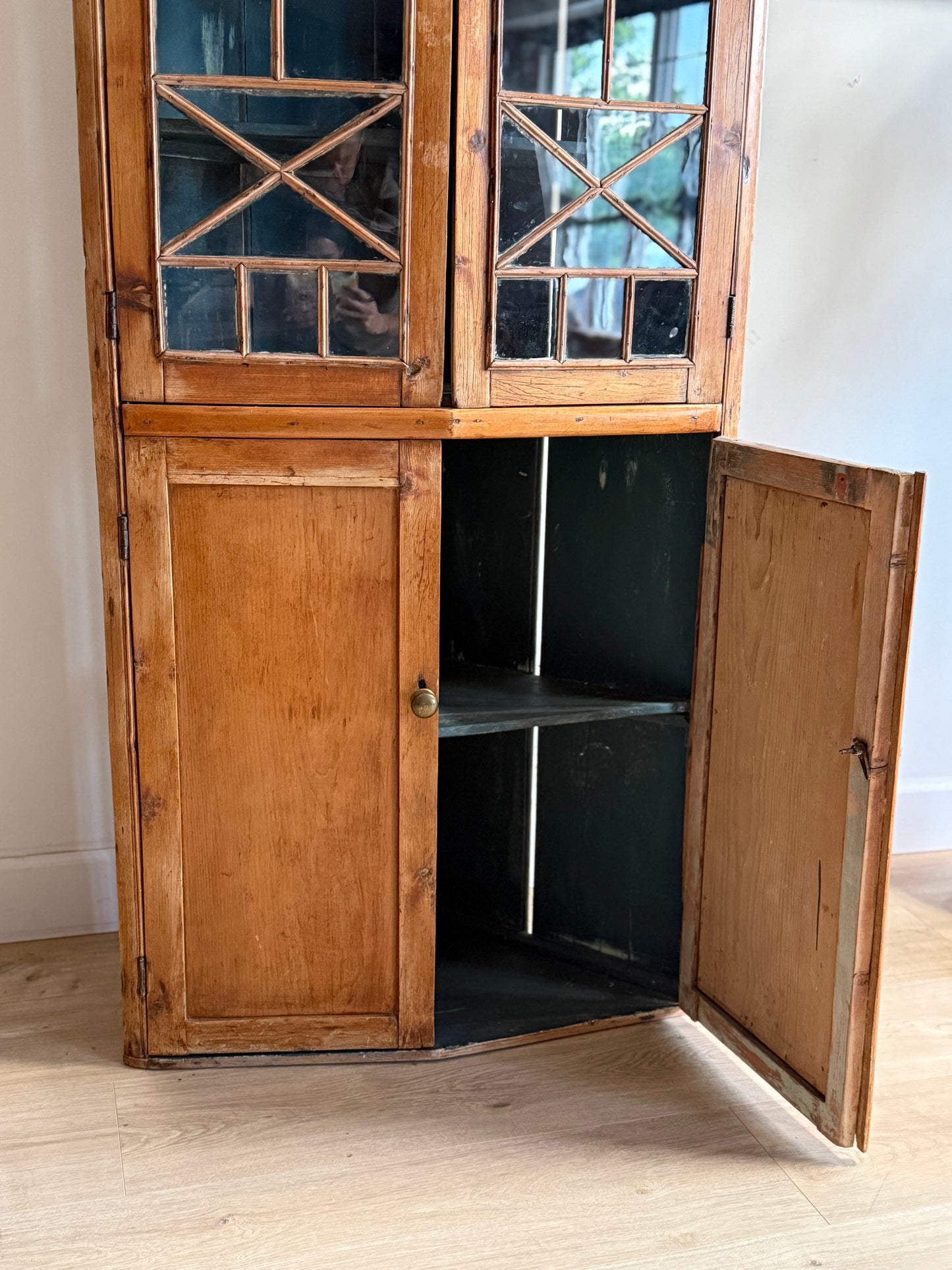 French Pine Corner Cupboard