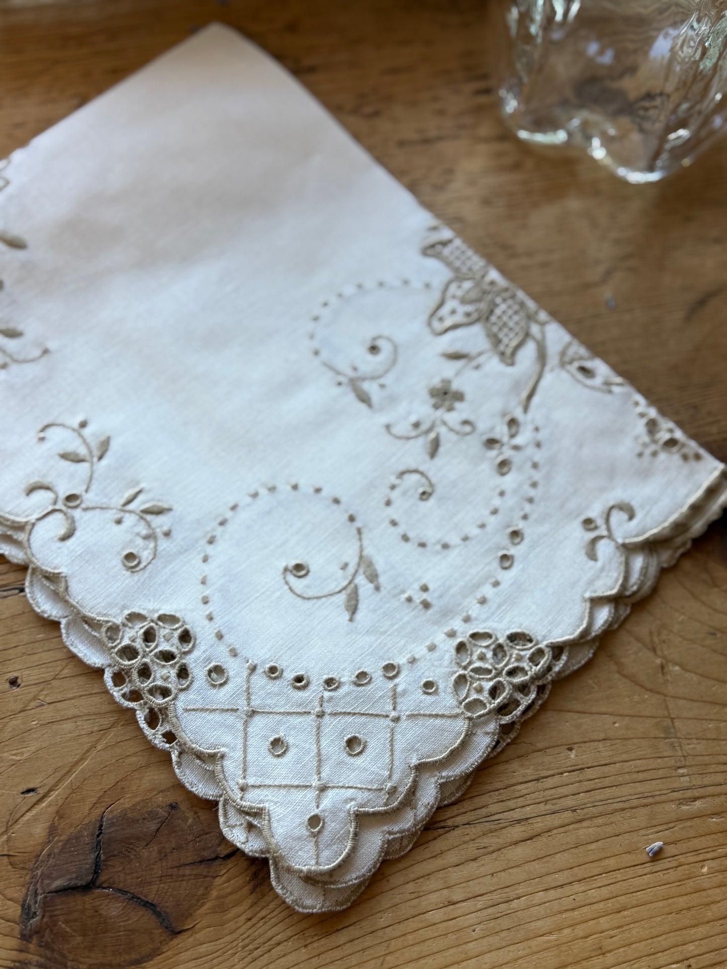 Antique Irish Linen, Hand Embroidered with Original Seal (1920's)