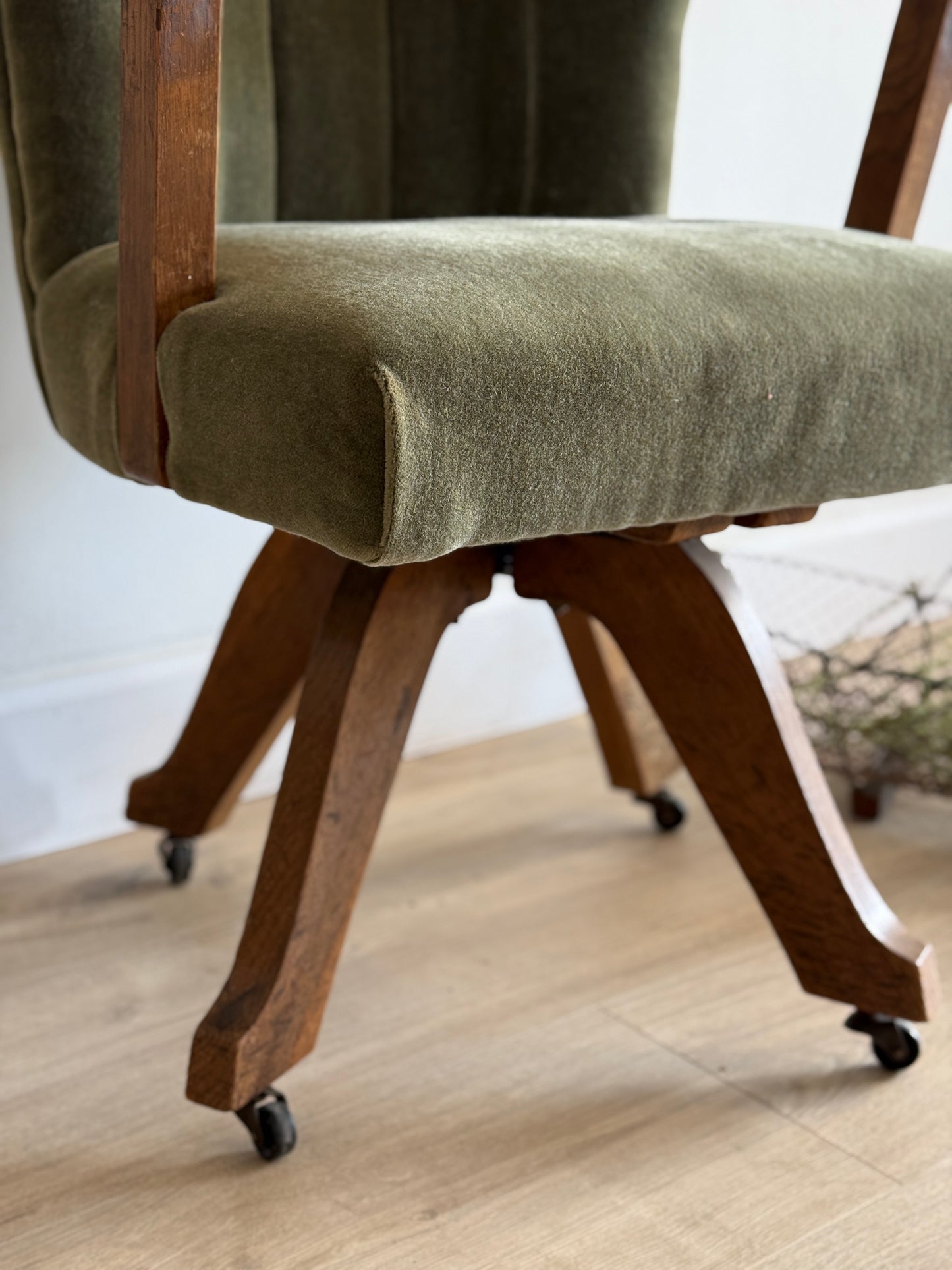Vintage English Mohair Swivel Chair