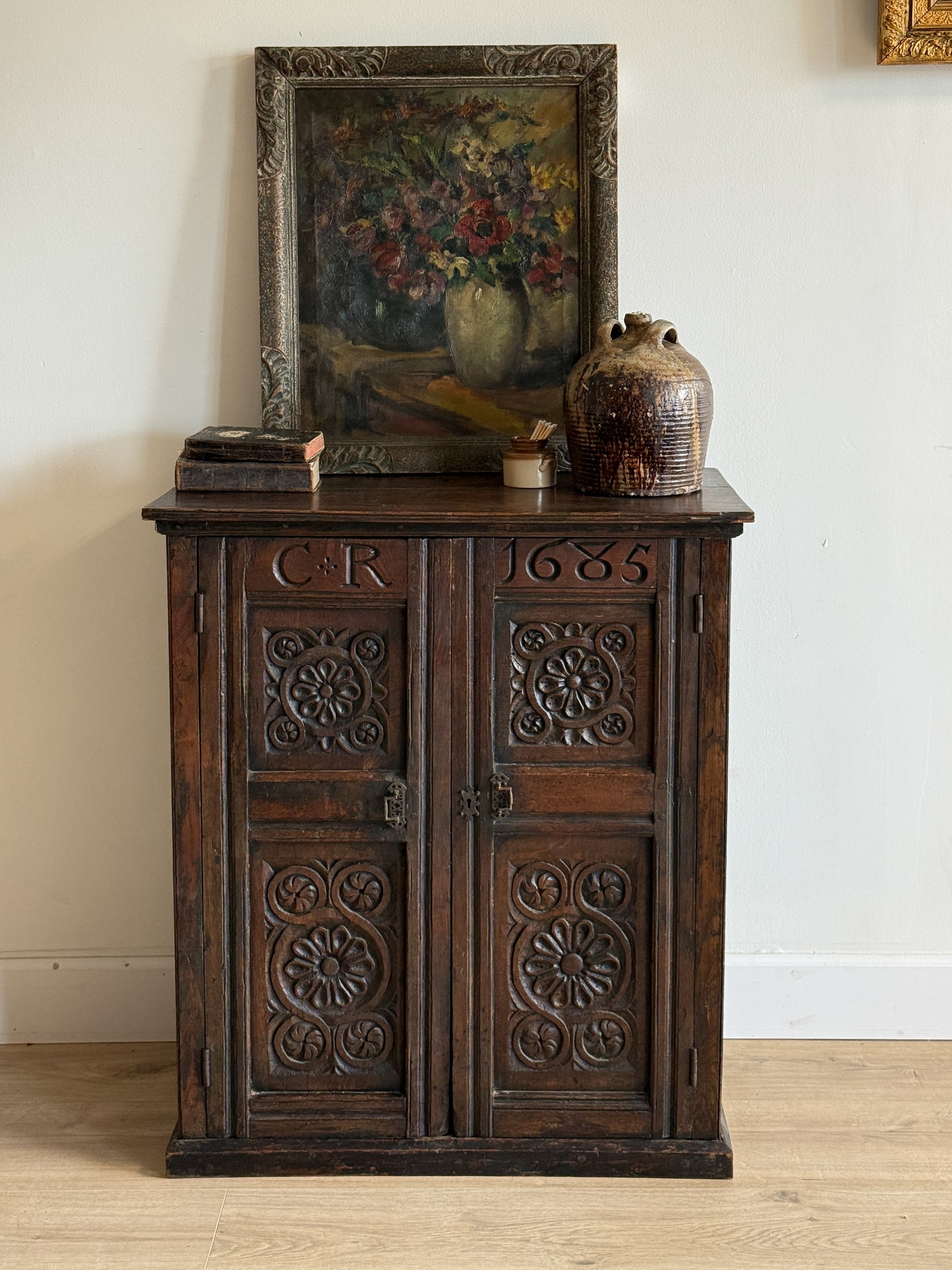 Antique English Charles Regina Cupboard