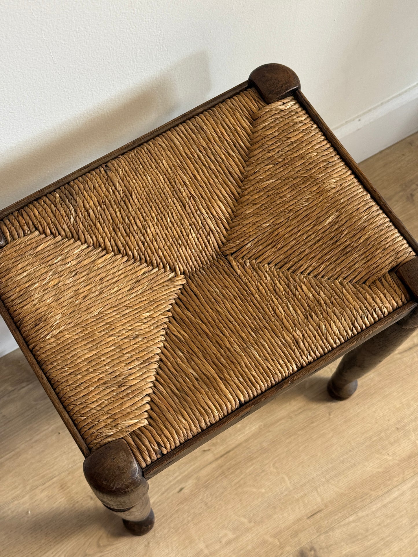 Antique English Rush Stool