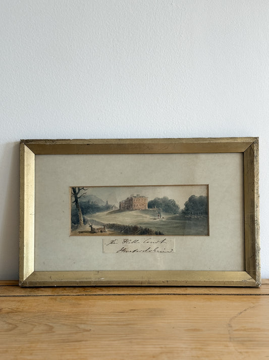 Antique Original English Watercolor Painting, The Hill Court