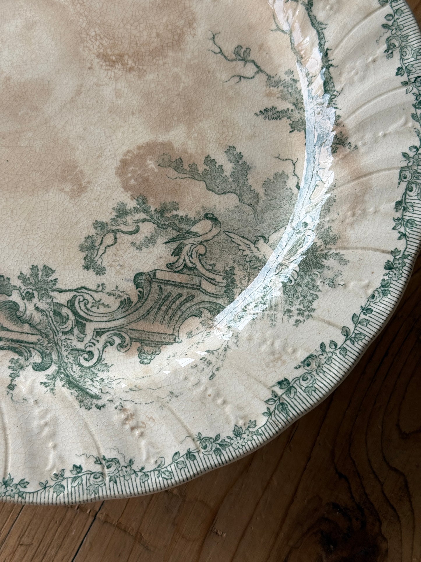 Antique French Watteau Pedestal Plate/Cake Stand
