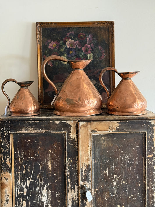 Large Antique English Copper Jugs