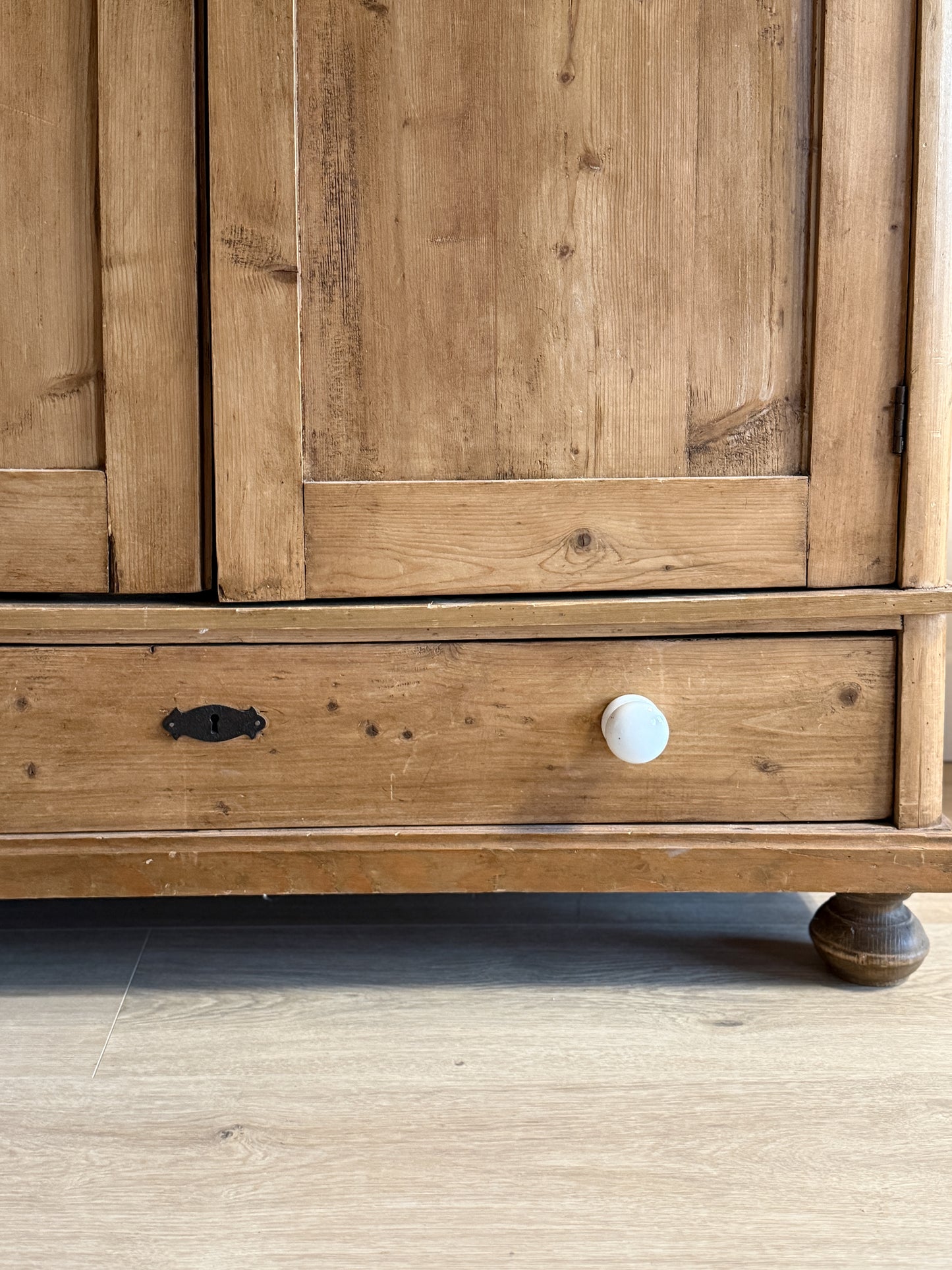 Antique English Pine Knockdown Wardrobe/Armoire