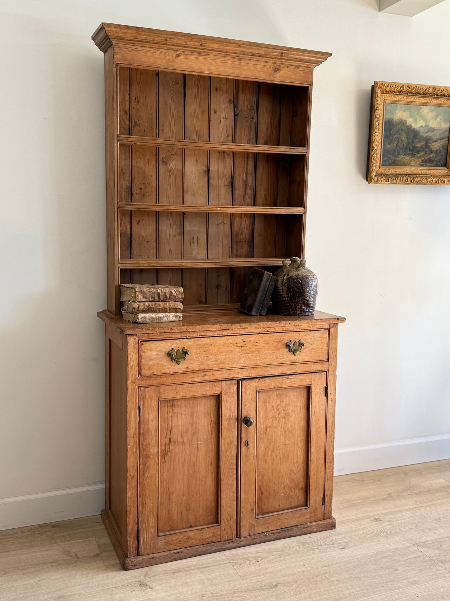 Antique Pine Stepback Hutch