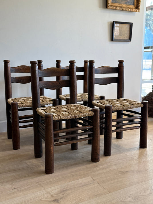 Rare Set of Four Charles Dudouyt Chairs