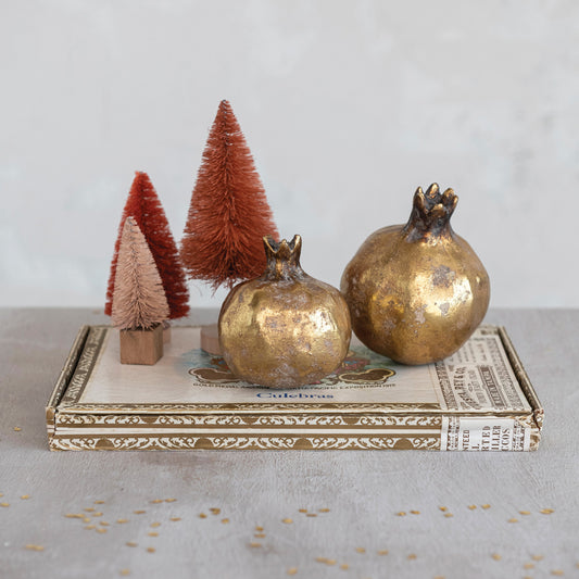 Resin Pomegranate, Antique Gold Finish, 2 Styles