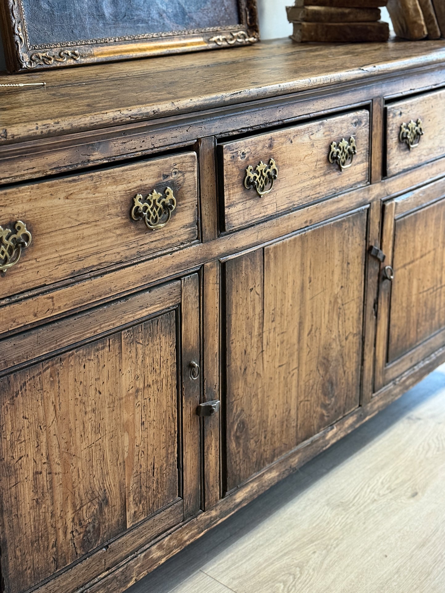 Antique English Pine Stained Sideboard