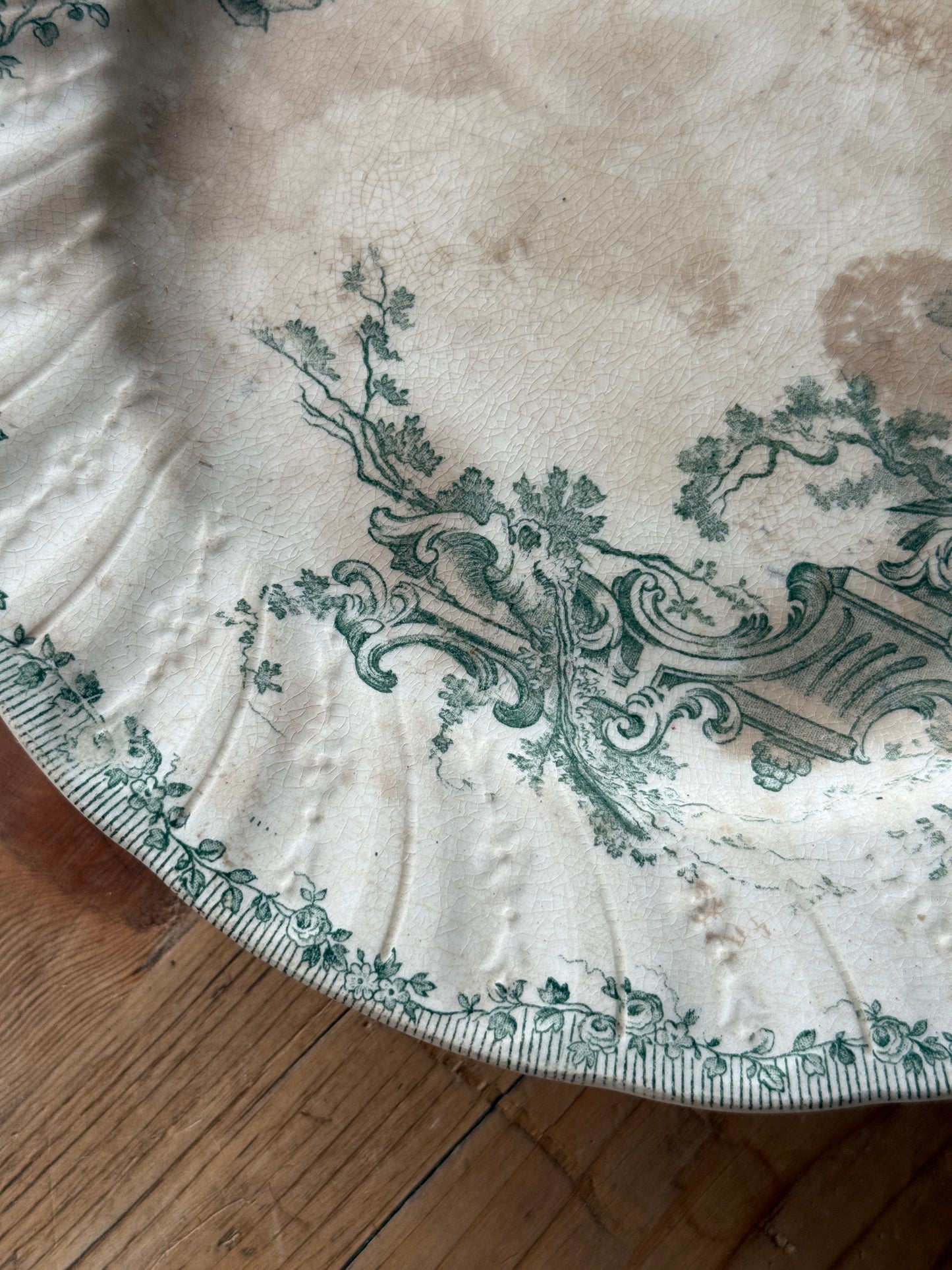 Antique French Watteau Pedestal Plate/Cake Stand