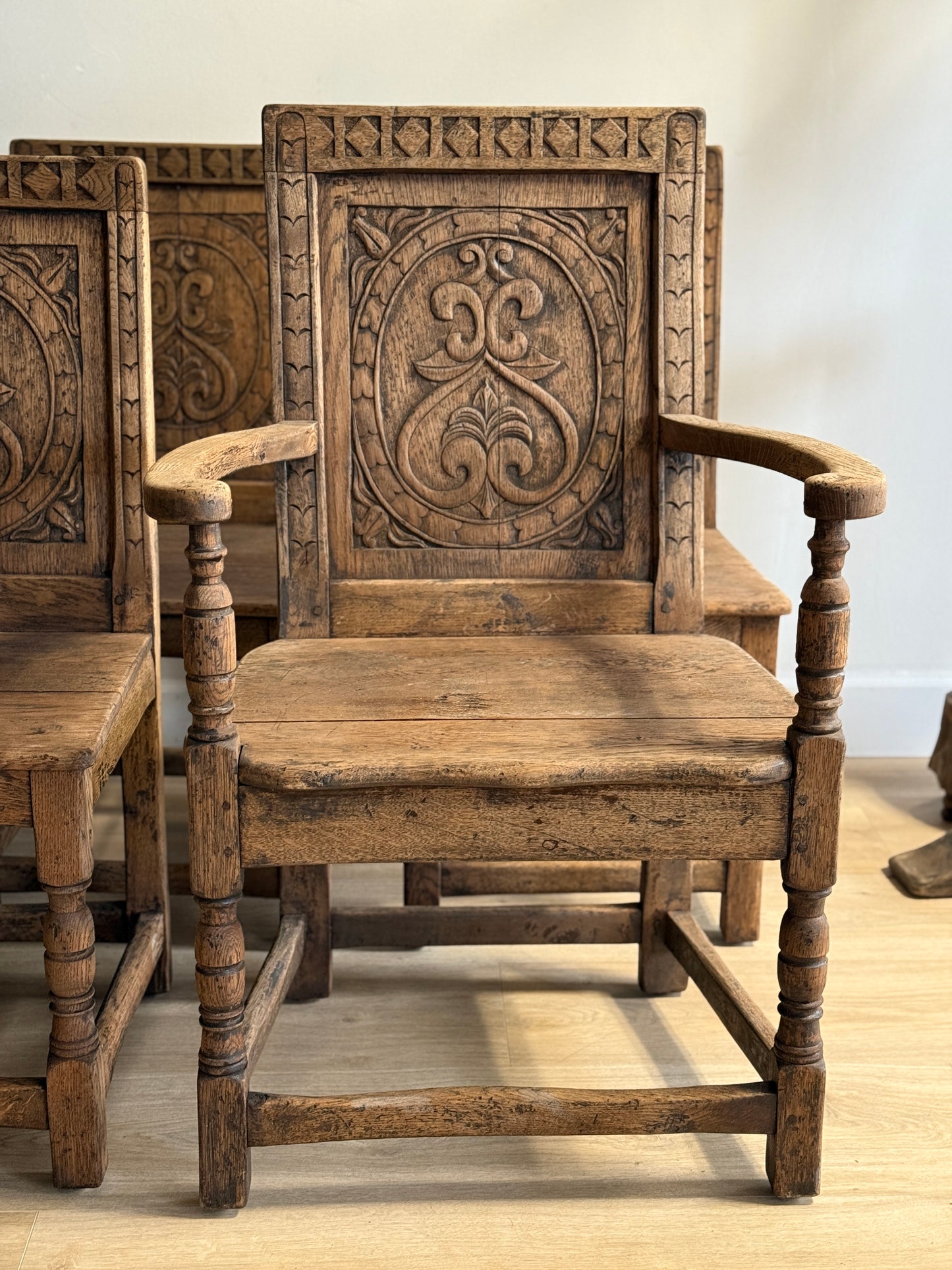 Set of 9 18th/19th c. English Oak Wainscot Chairs
