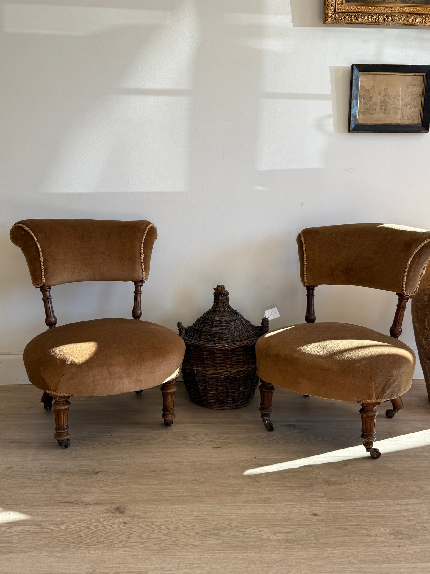Pair of Victorian English Walnut Chairs