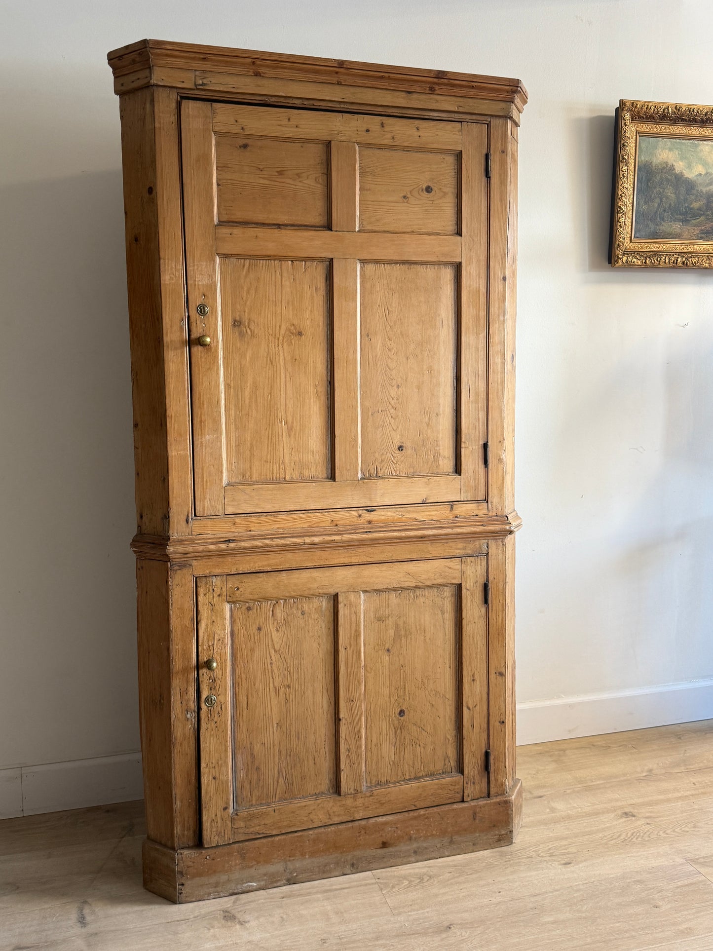 Antique Irish Pine Corner Cupboard