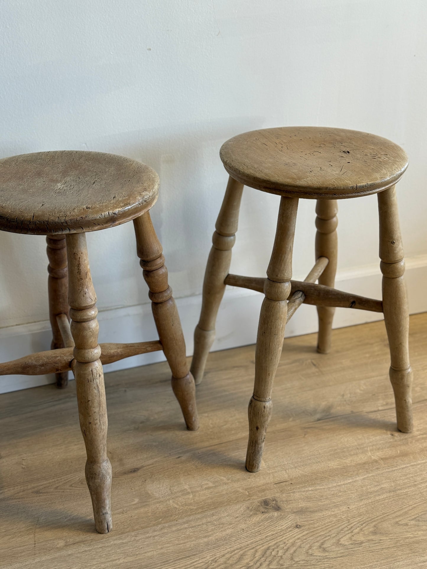 Pair of  Antique English Pine Stools