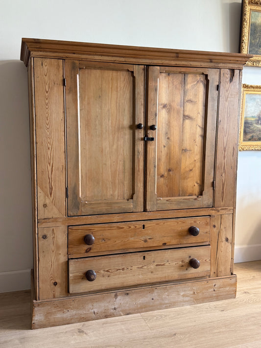 Petite Antique English Pine Linen Press