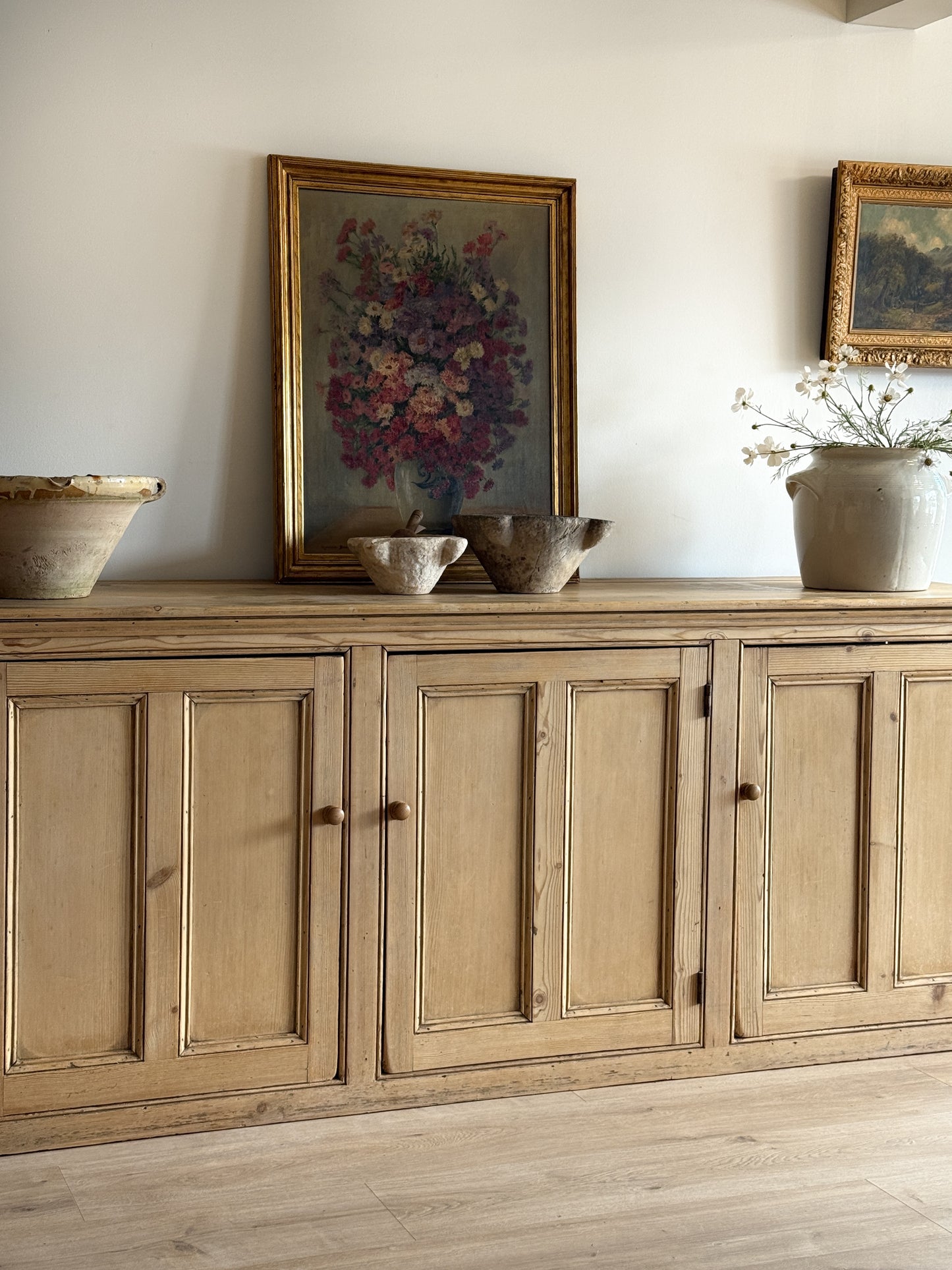 Monumental Antique English Pine Sideboard