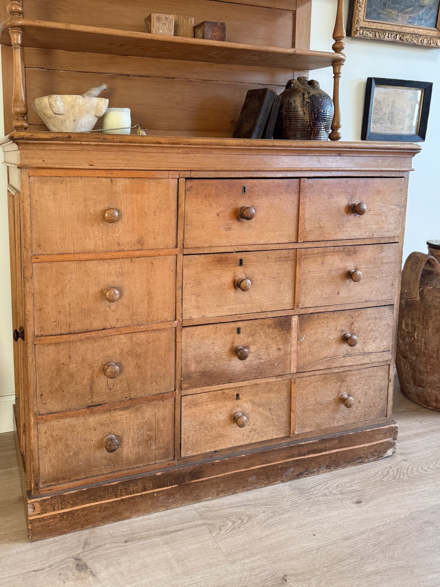 Rare 19th Century English Pine Dairy Hutch