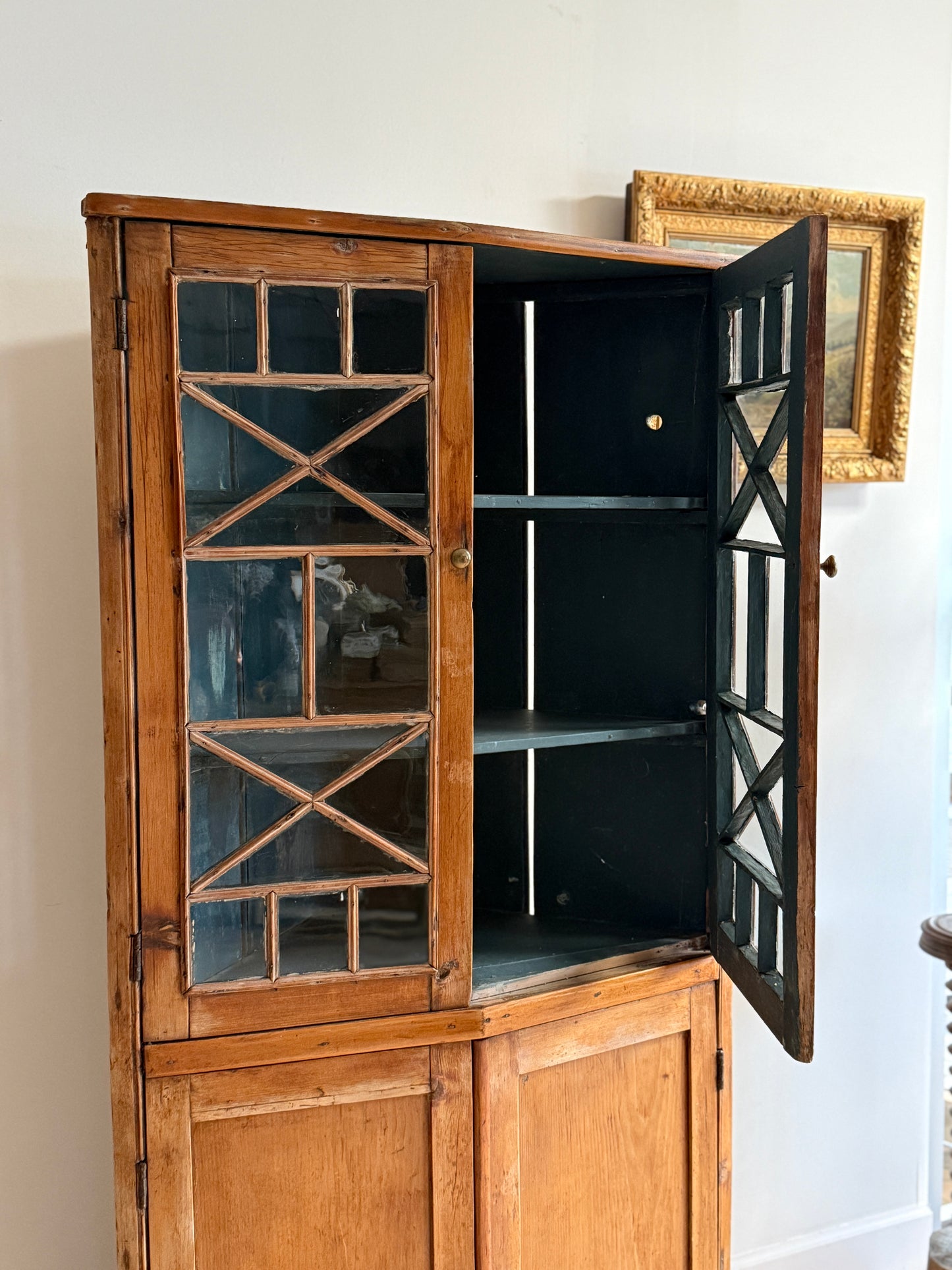 French Pine Corner Cupboard