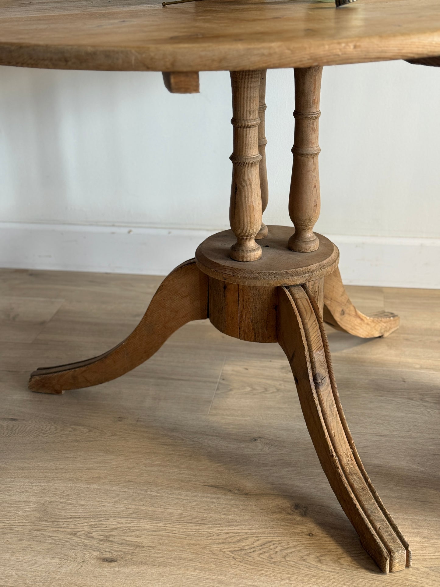 Antique English Pine Round Dining Table