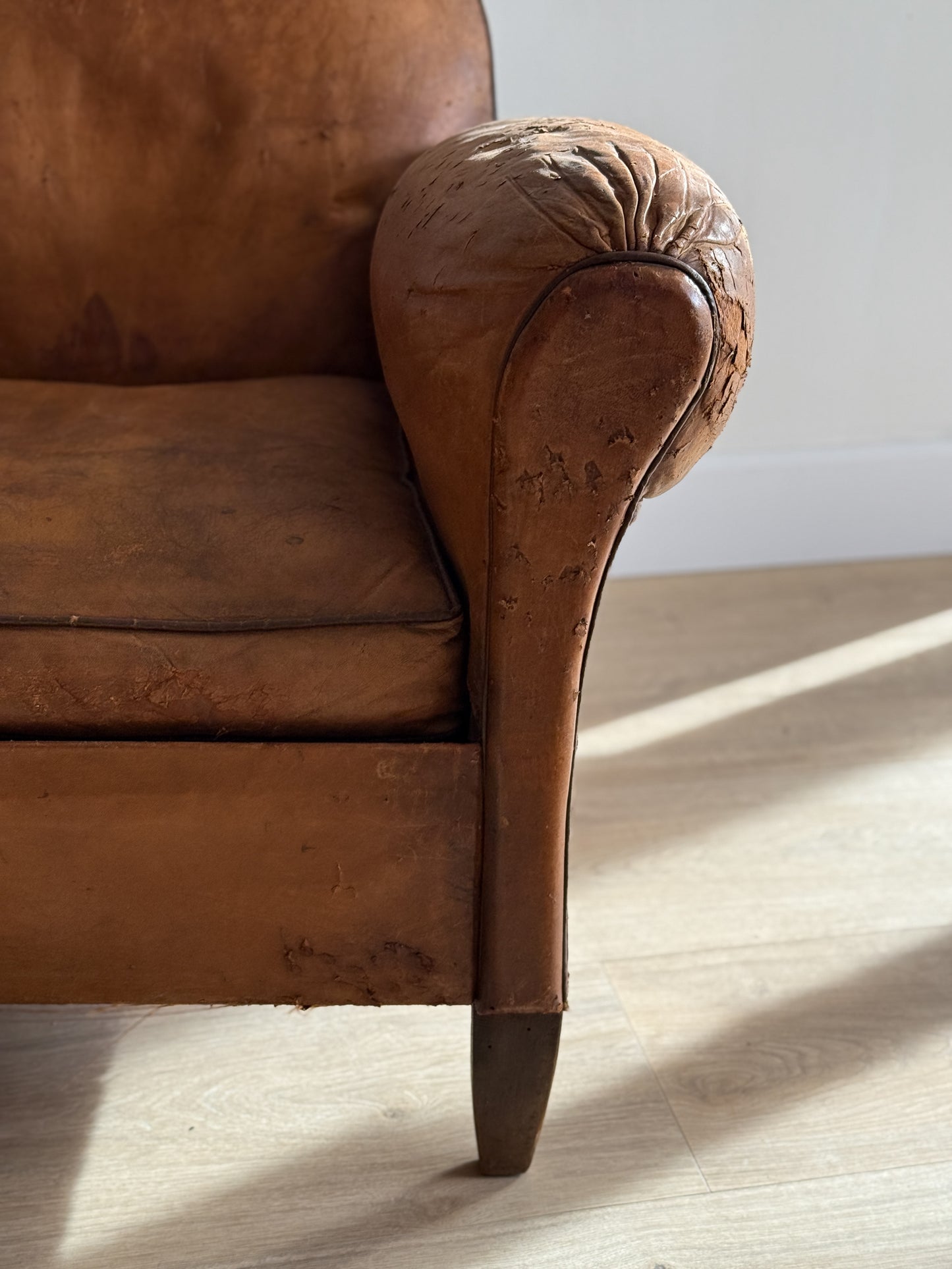 Antique Pair French Leather Chairs