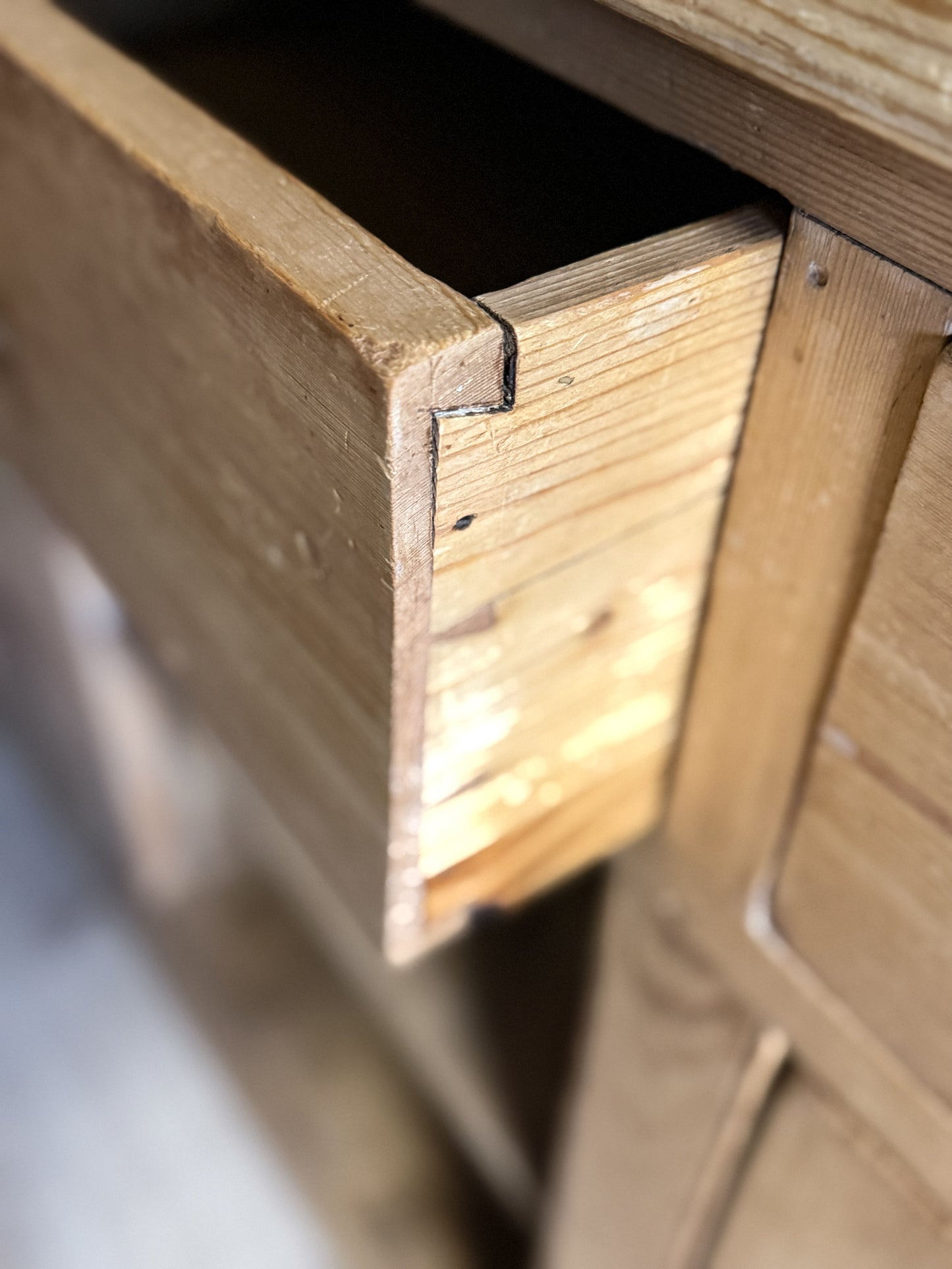 Antique English Pine Stepback Hutch