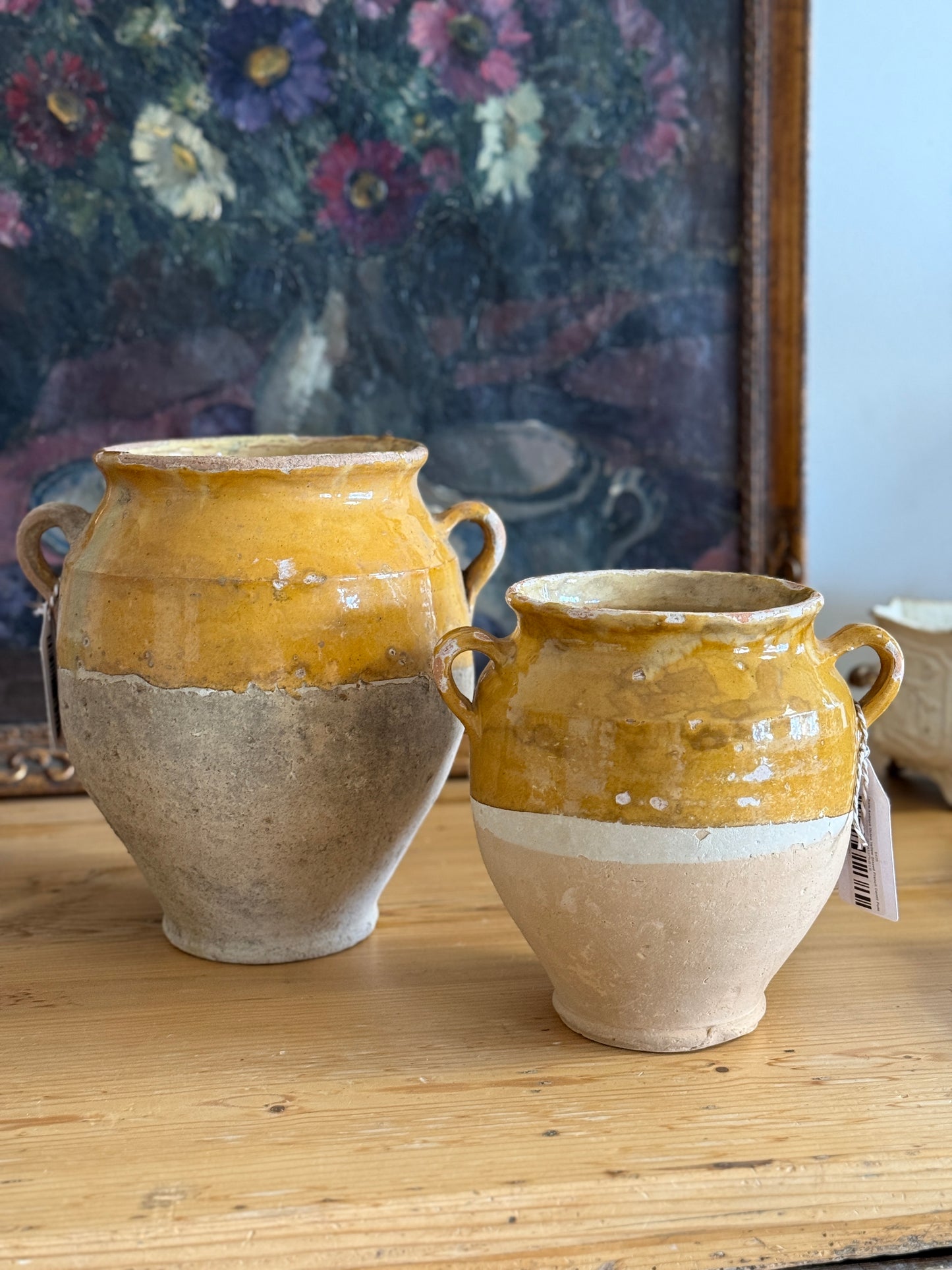 Rare Antique Ochre Yellow Glazed French Confit Pot