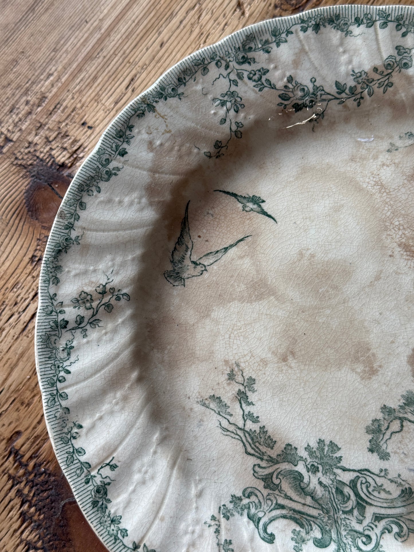 Antique French Watteau Pedestal Plate/Cake Stand