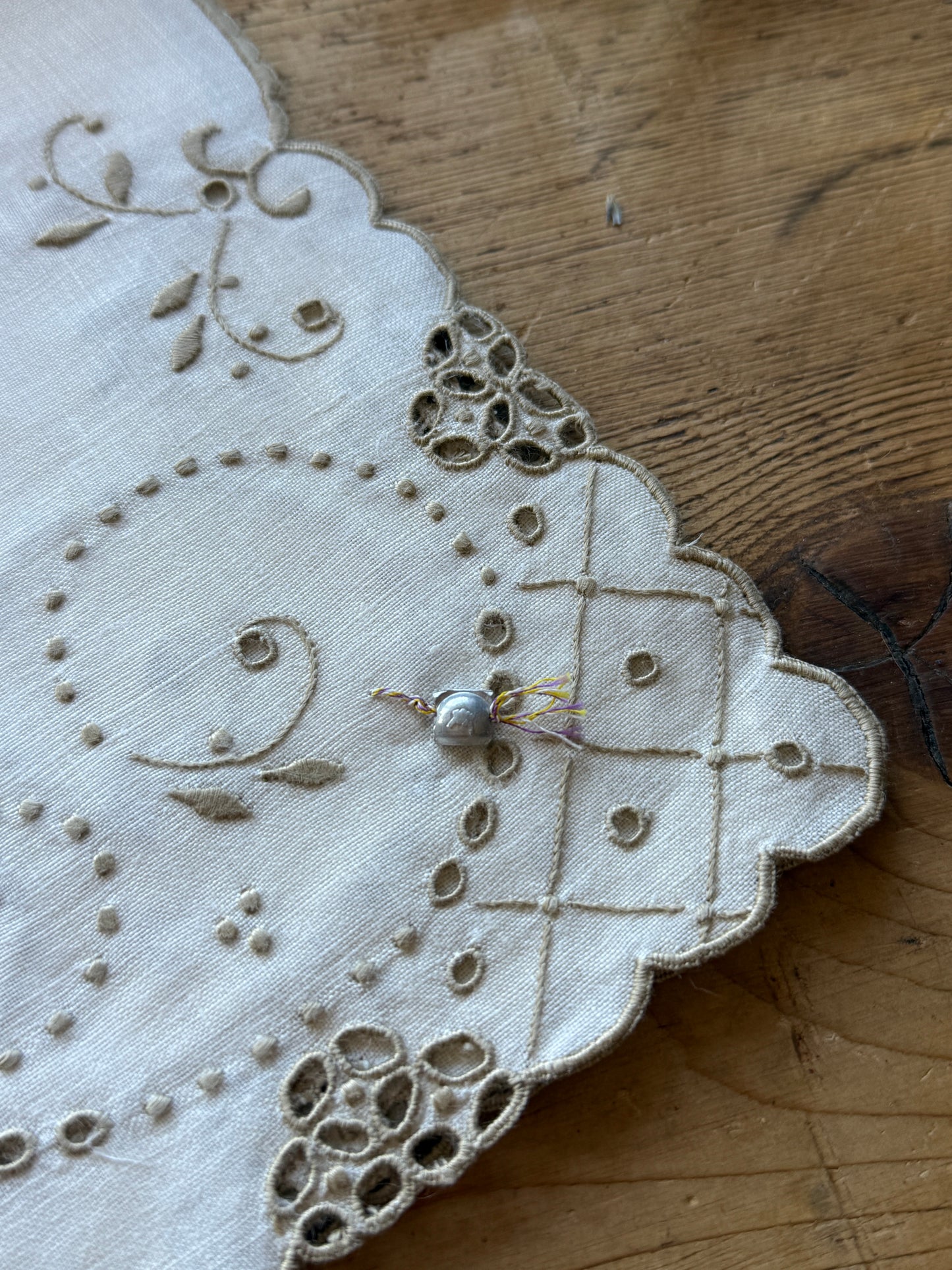 Antique Irish Linen, Hand Embroidered with Original Seal (1920's)