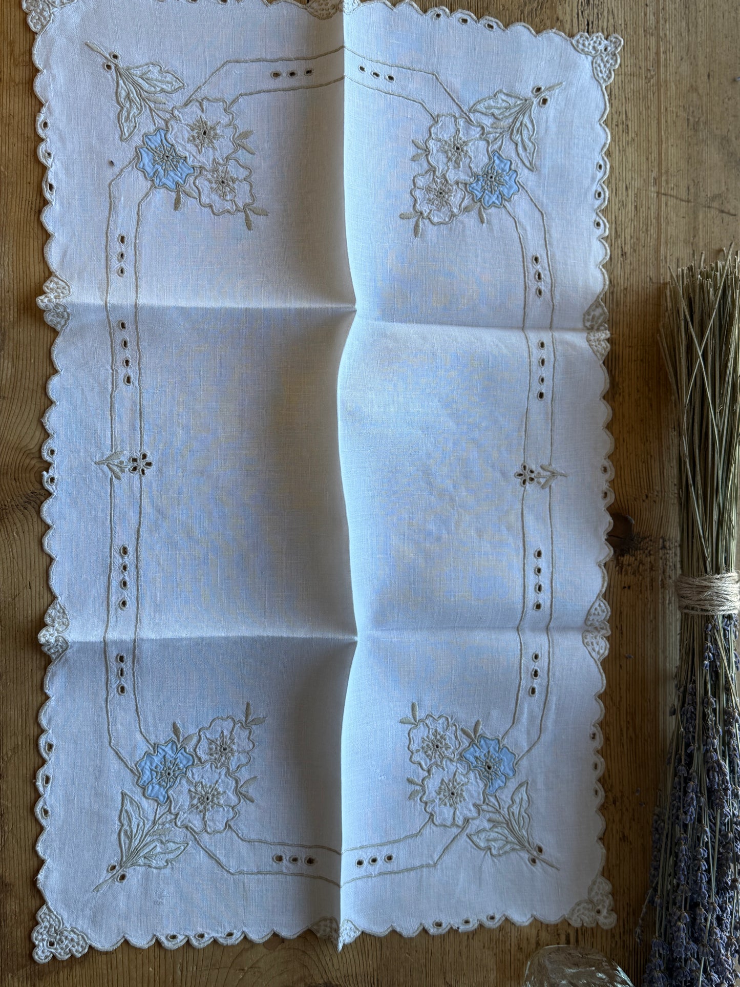 Antique Irish Linen, Hand Embroidered