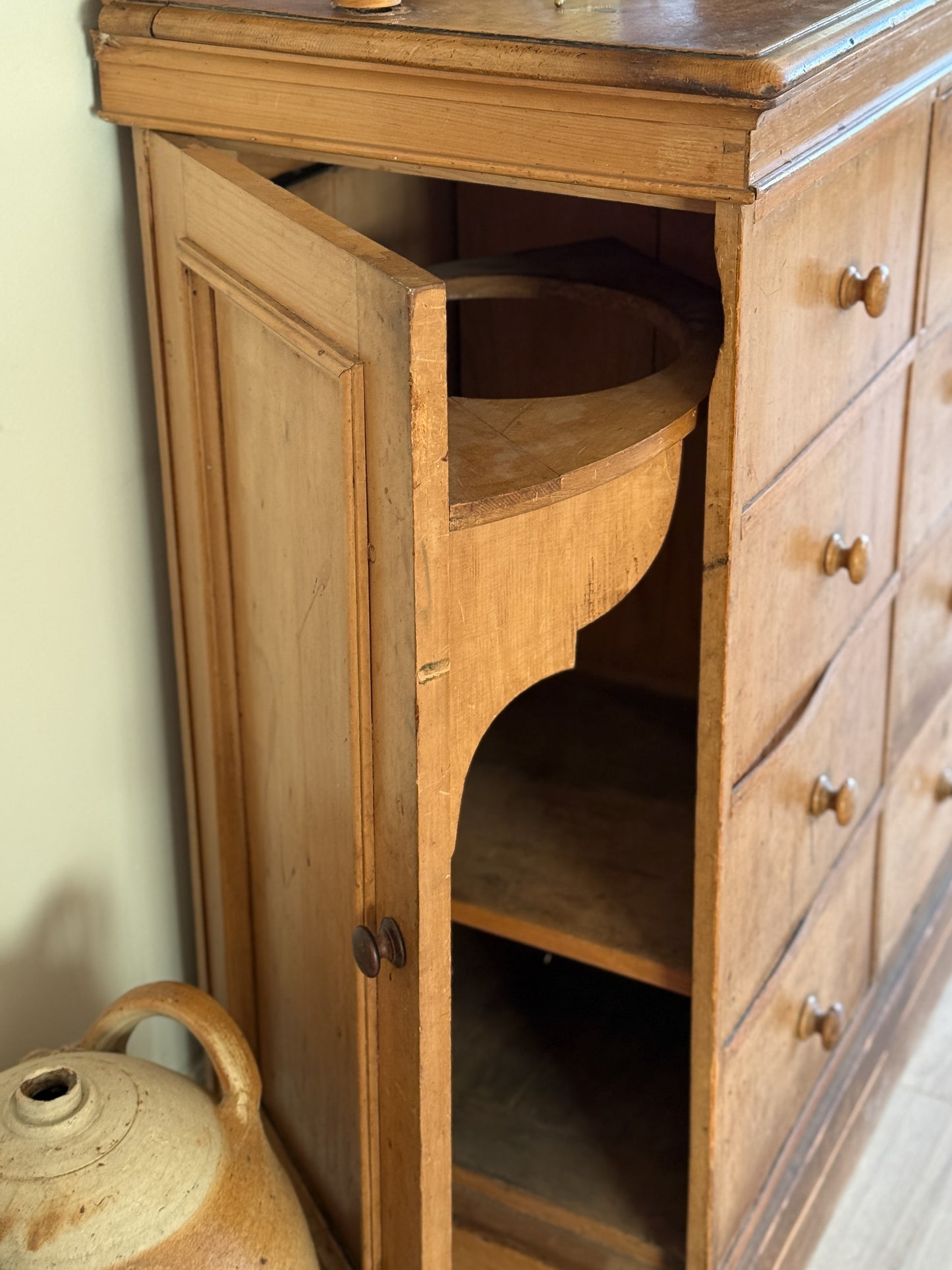 Rare 19th Century English Pine Dairy Hutch