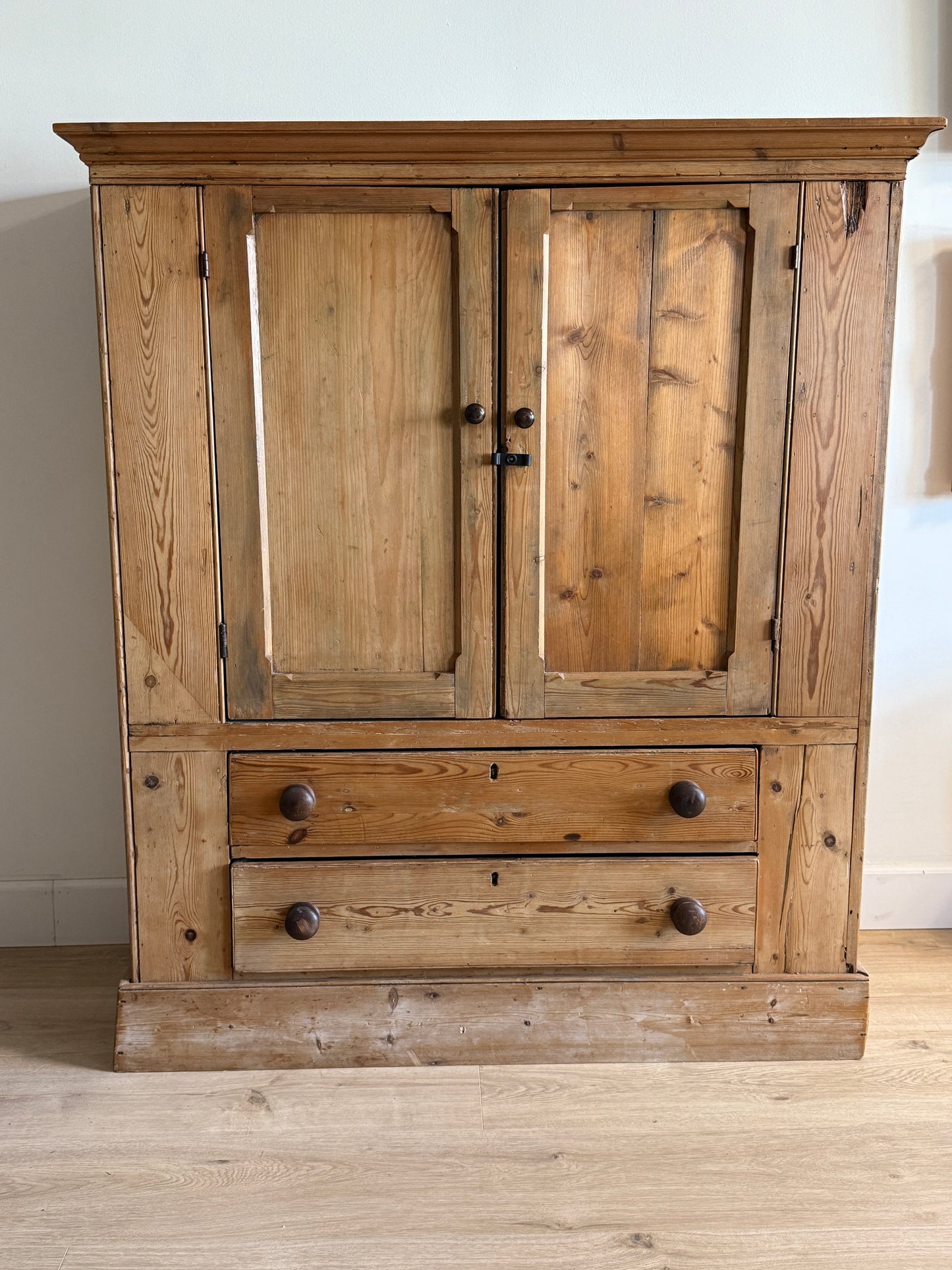 Petite Antique English Pine Linen Press