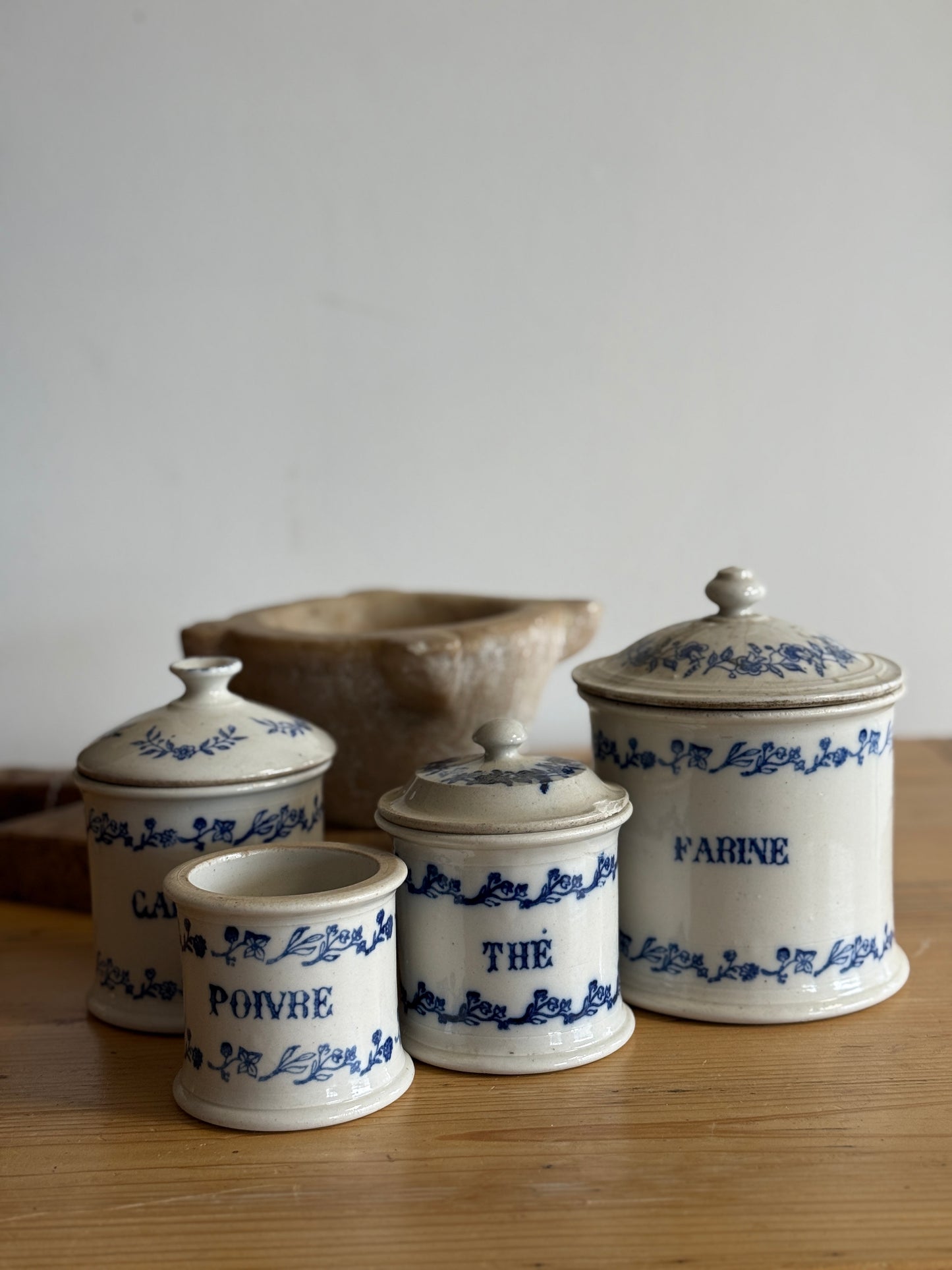 Set of 4 Saint Uze Ironstone Kitchen Jars