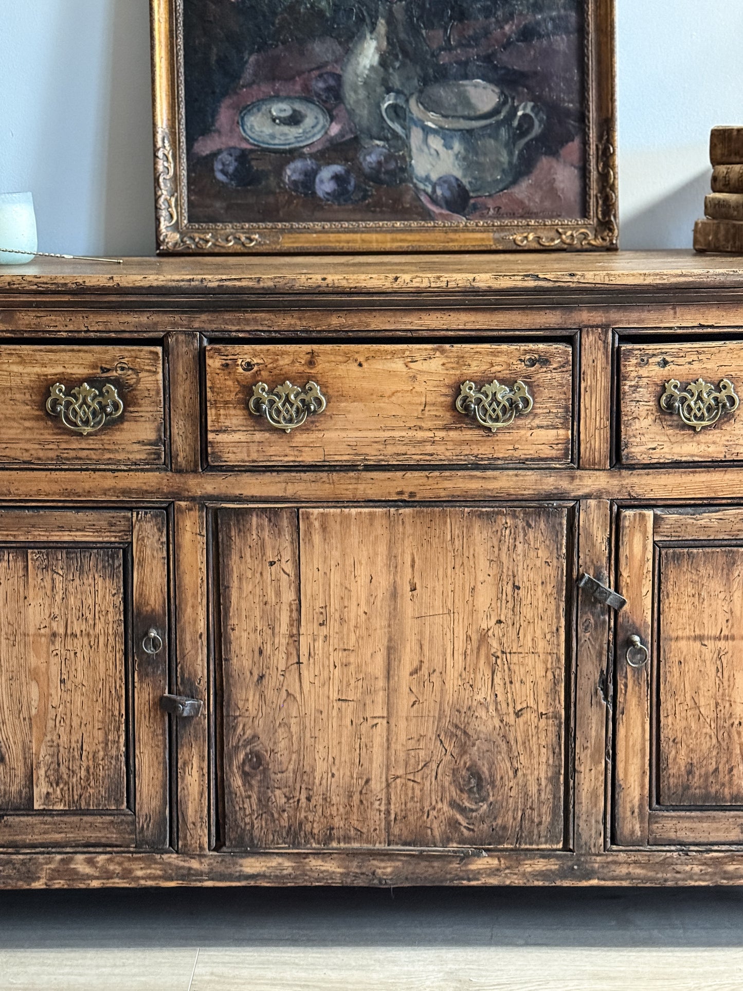 Antique English Pine Stained Sideboard