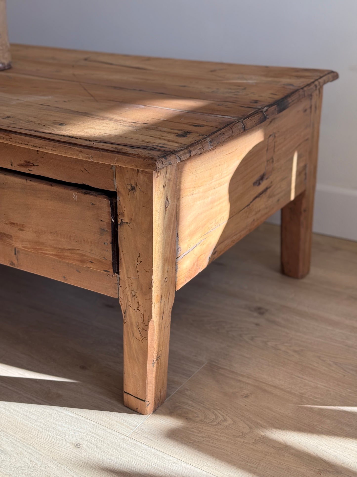 Antique French Coffee Table with Two Drawers