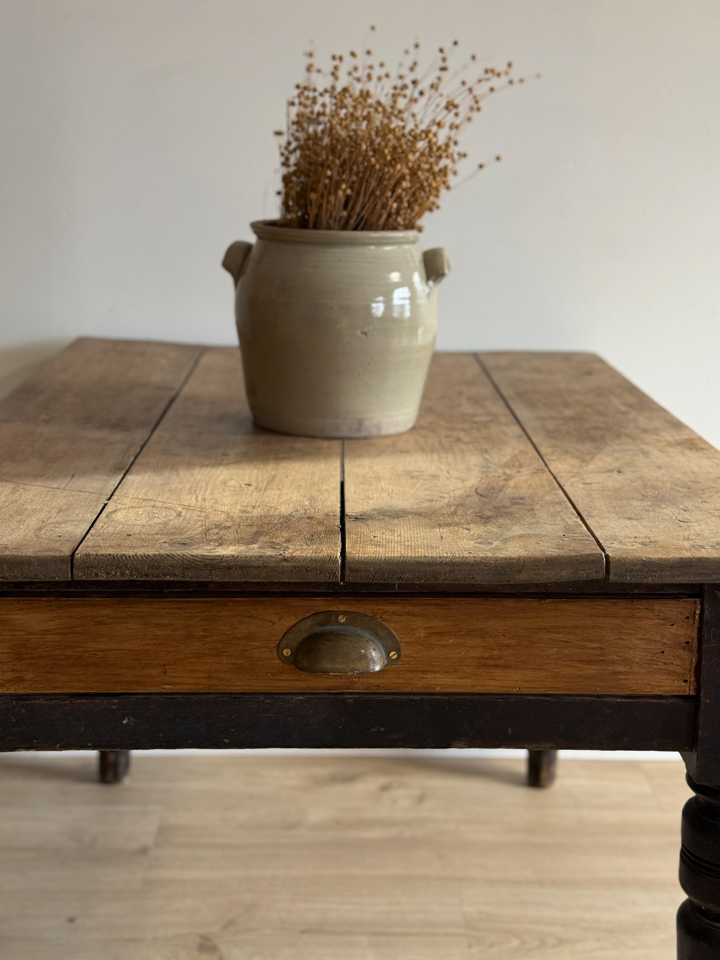 Antique English Pine Table with Drawer