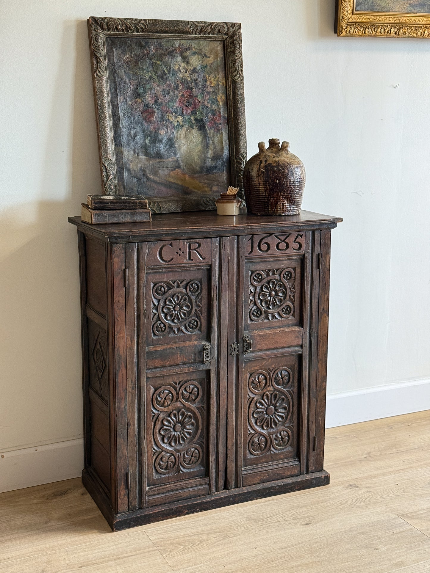 Antique English Charles Regina Cupboard