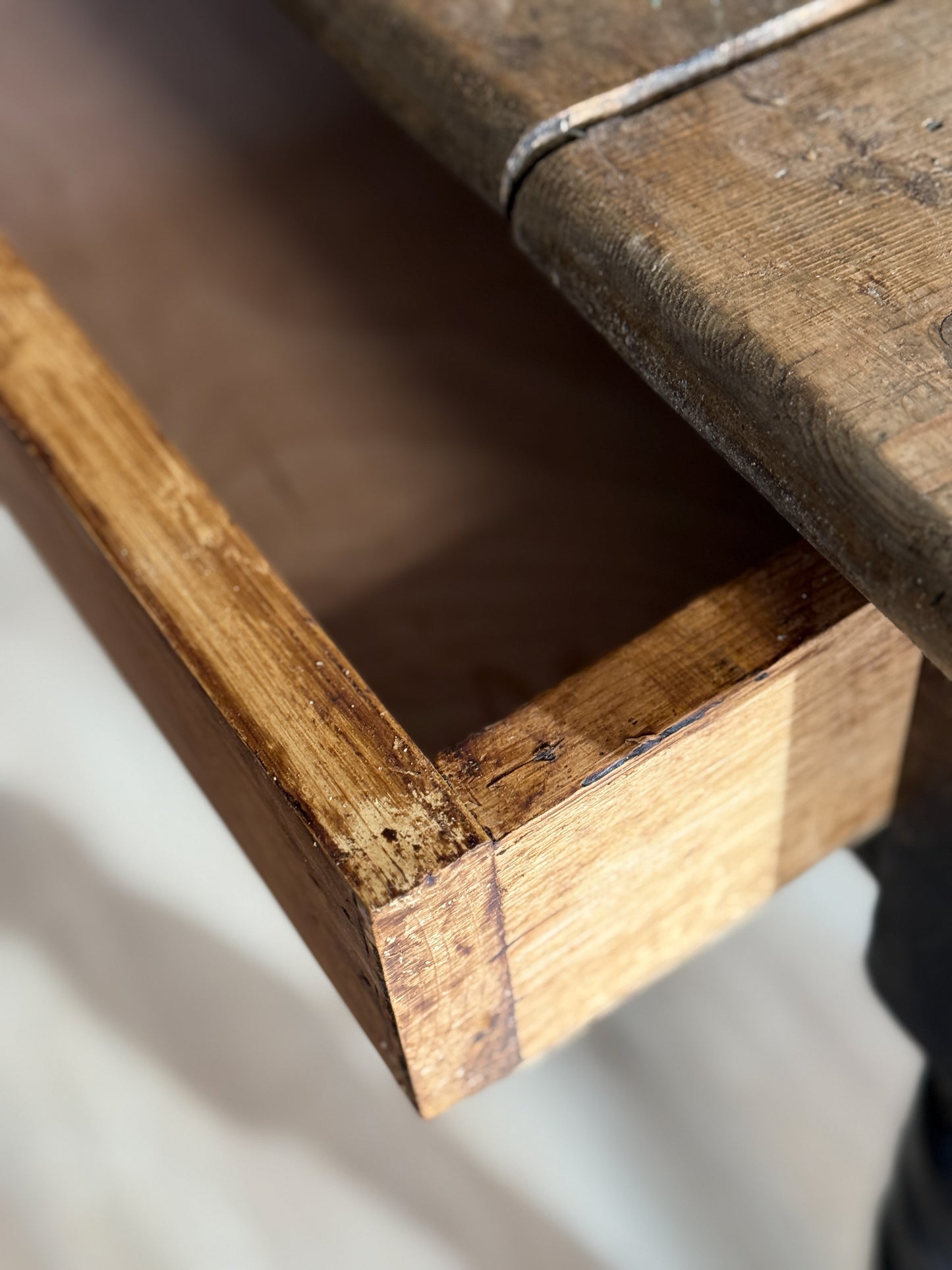 Antique English Pine Table with Drawer