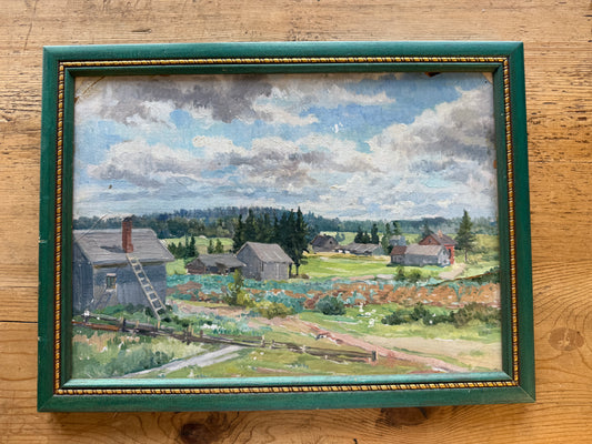 Vintage Original Oil, Country Village