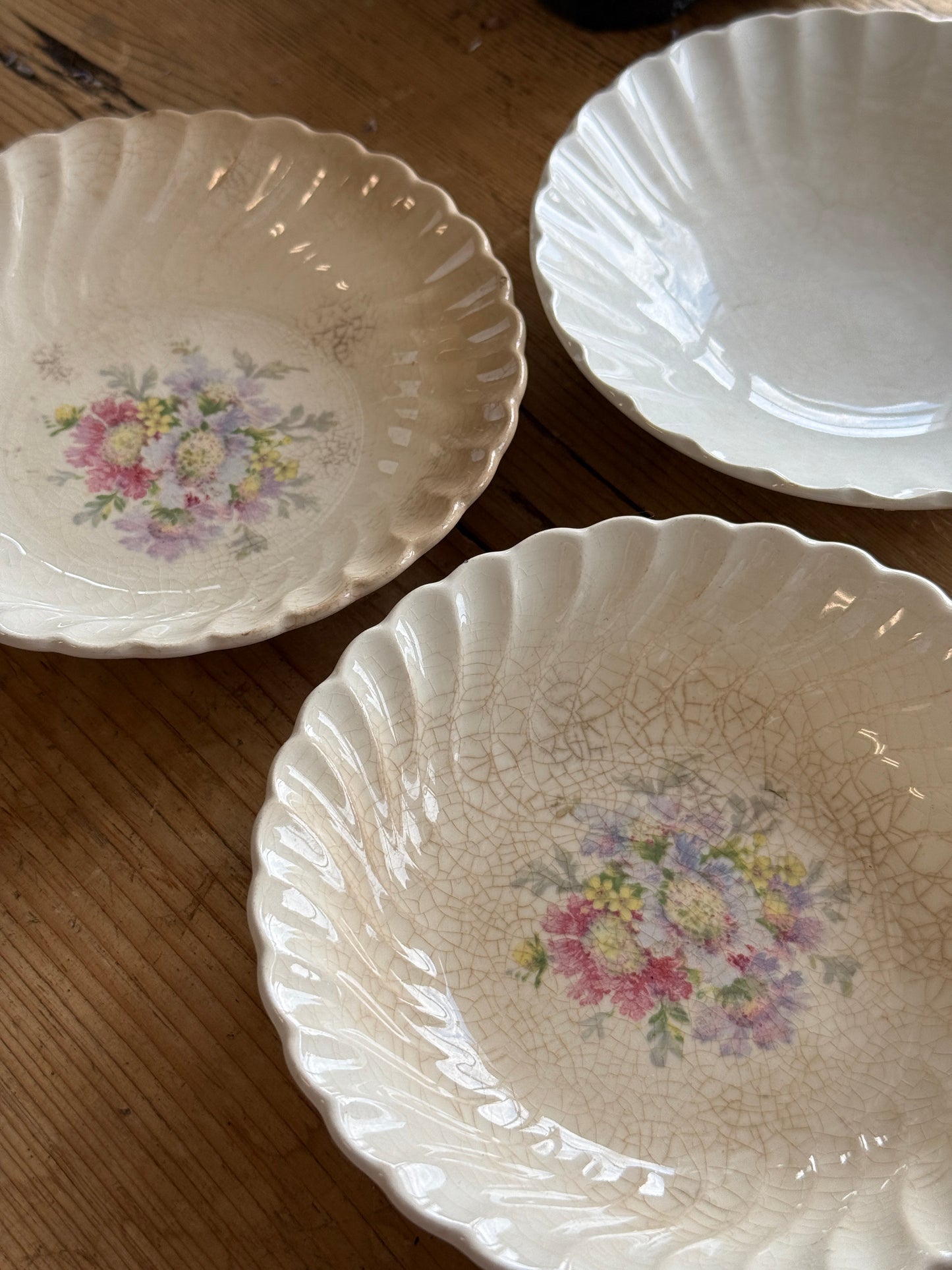 Set of Three Scalloped Bowls