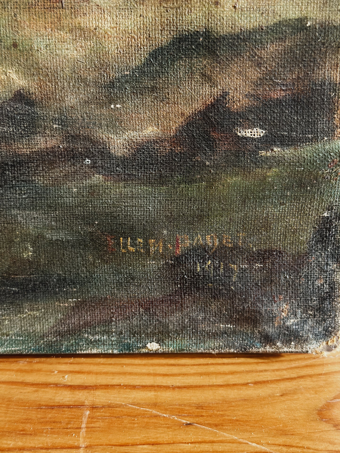 Original Antique British Oil Painting, Primitive Seascape