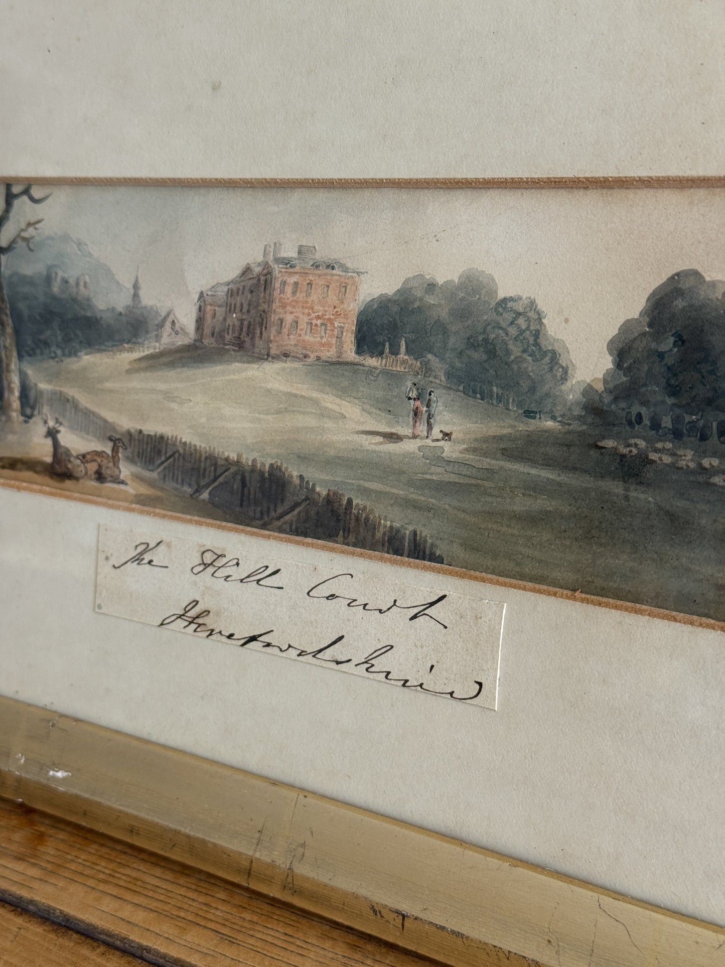 Antique Original English Watercolor Painting, The Hill Court