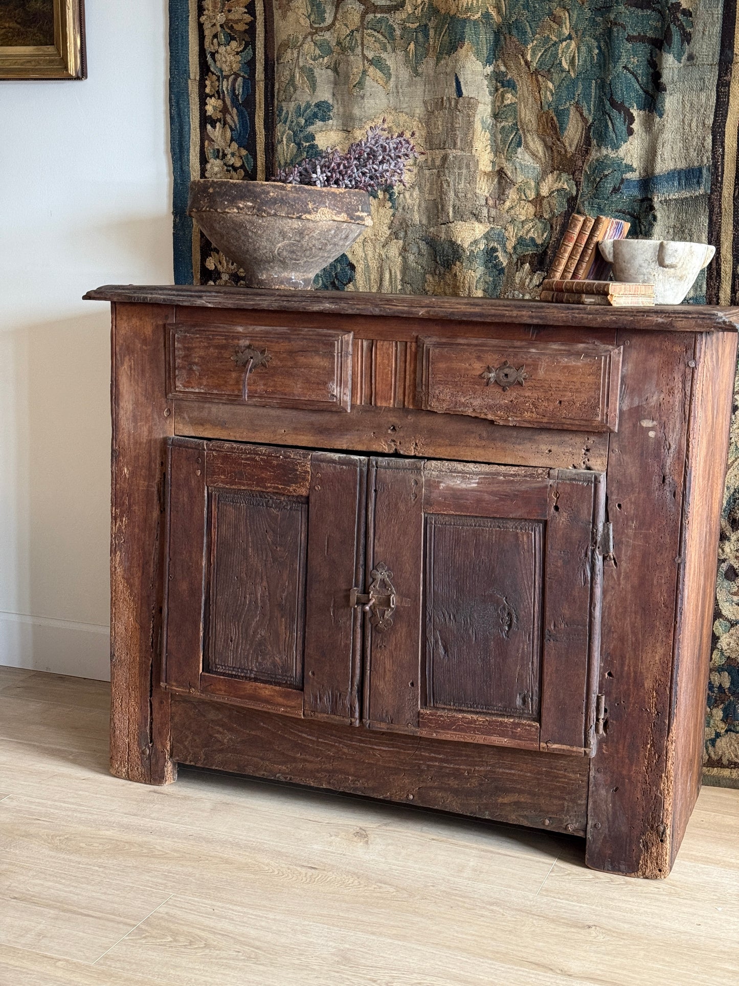 17th Century French Chestnut Sideboard with Leather Pulls