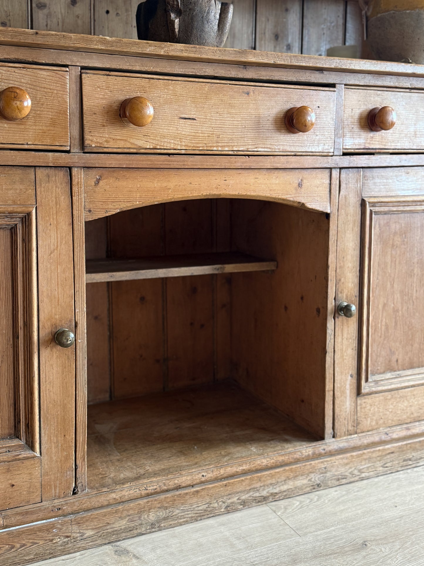 Large Antique English Pine Hutch