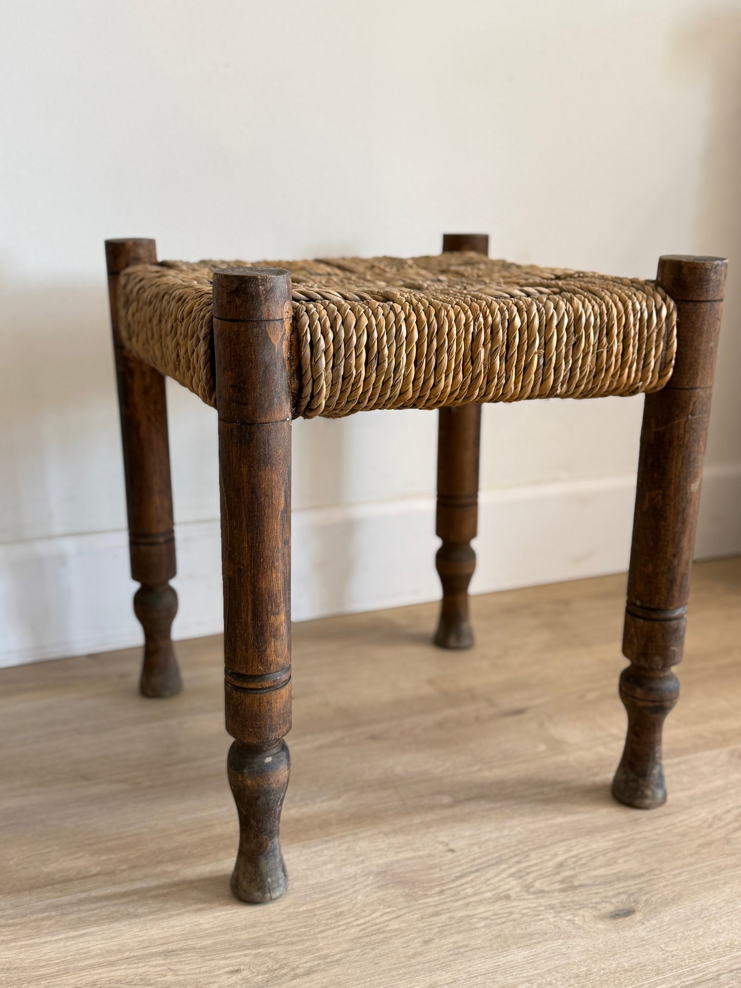 Antique French Rush Stool