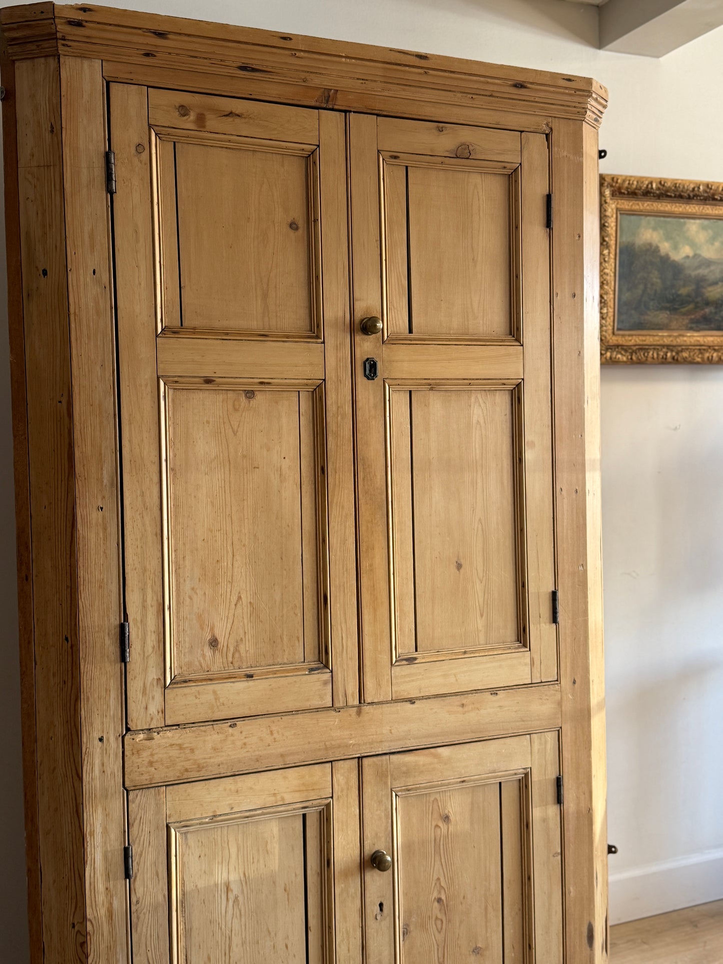 Antique English Pine Corner Hutch